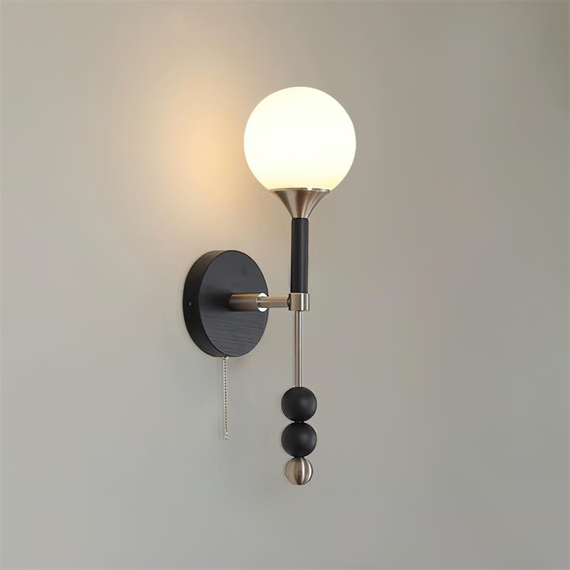 Wall Lamp with Glass Globe and Walnut Wood Accents Plug-In - Letslighting