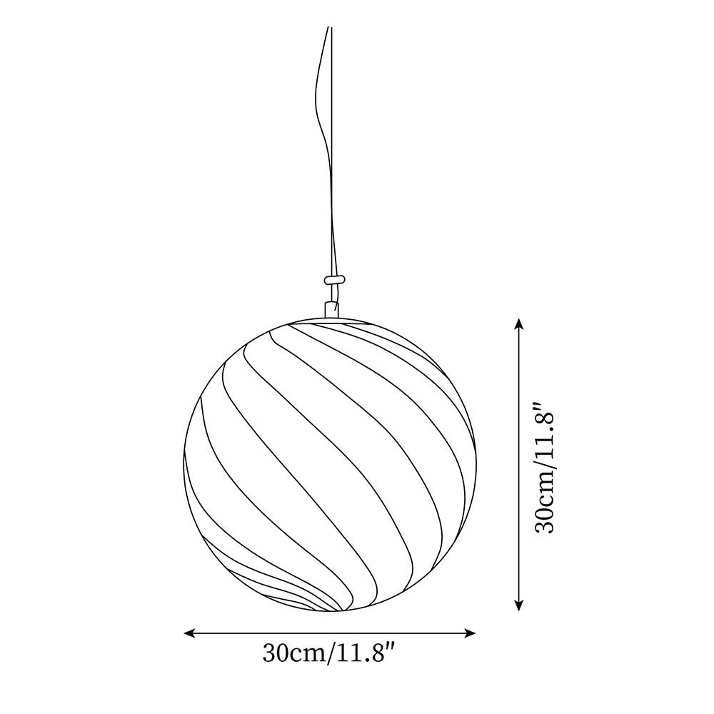 Pendant Lamp Glass Globe Light with Green Swirl Stripes - Letslighting