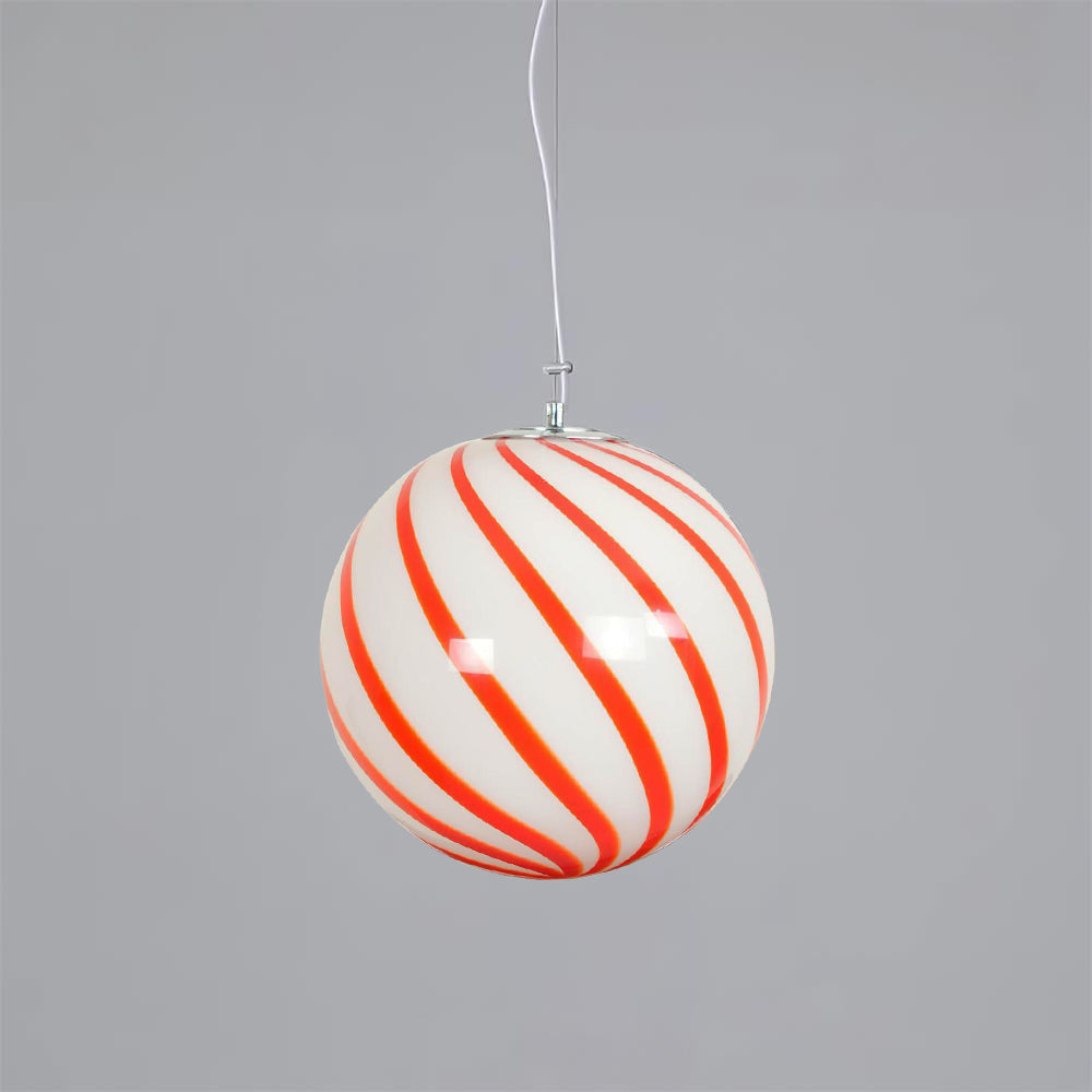 Pendant Lamp Glass Globe Light with Green Swirl Stripes - Letslighting