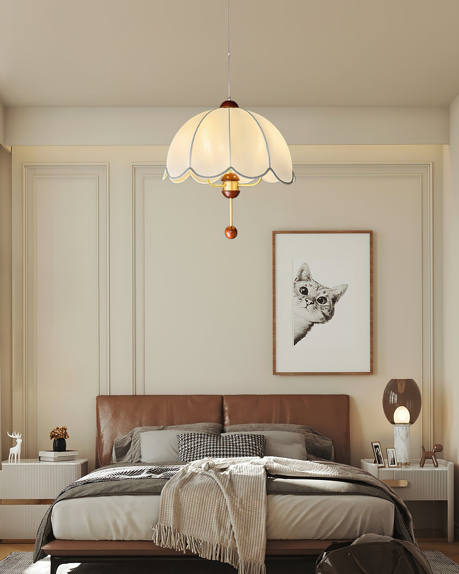 Lonzo Pendant Lamp Fabric Dome - Letslighting