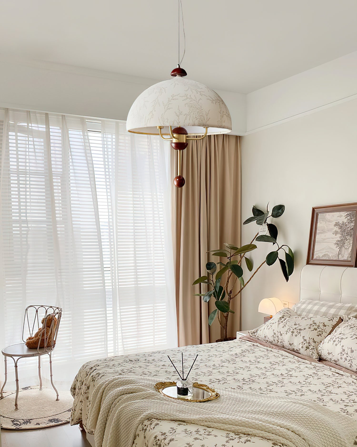 Lonzo Pendant Lamp Fabric Dome - Letslighting