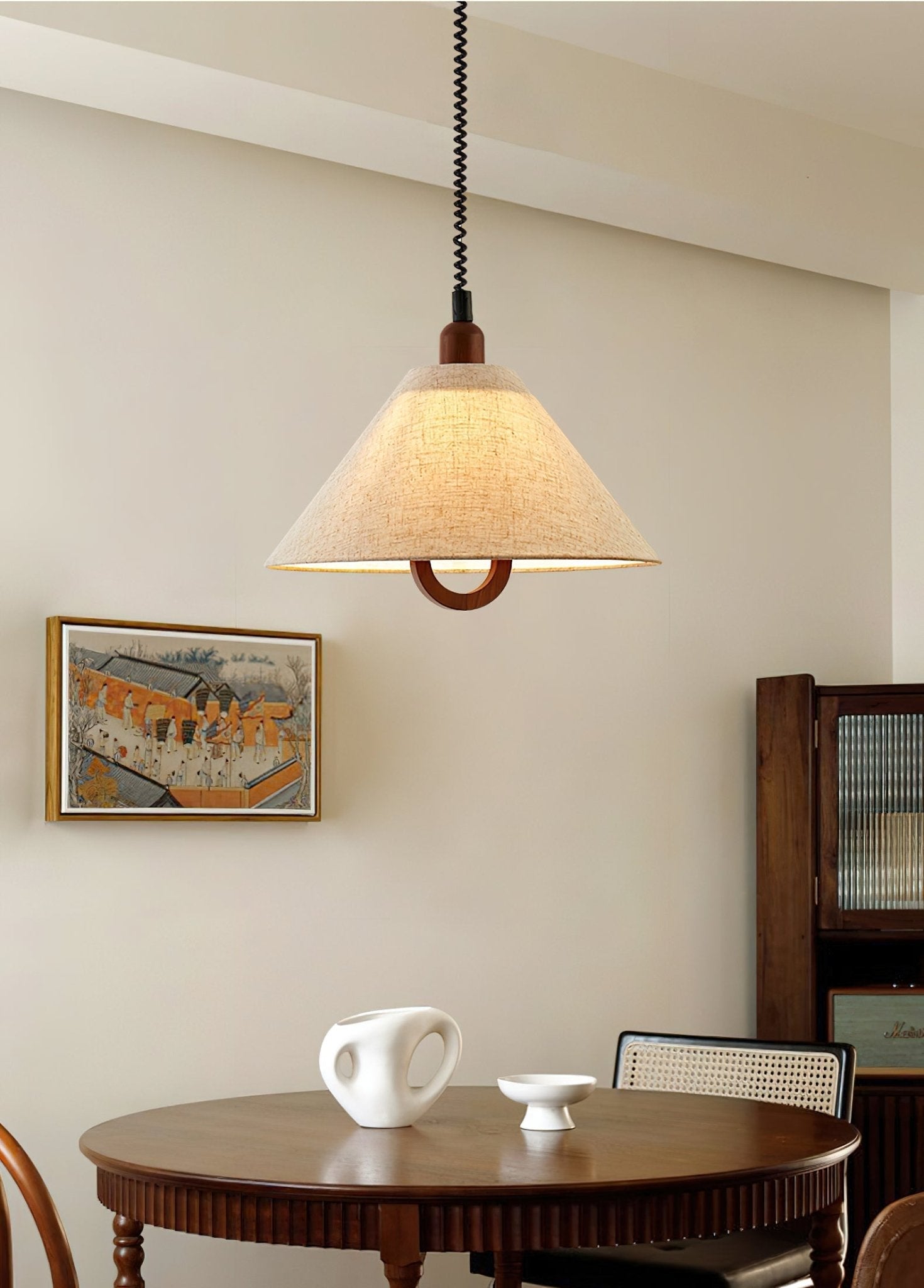 Alcaria Premium Nordic Art Fabric Wood Pendant Lamp - Letslighting