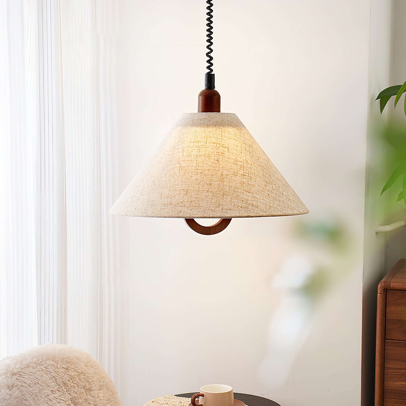 Alcaria Premium Nordic Art Fabric Wood Pendant Lamp - Letslighting
