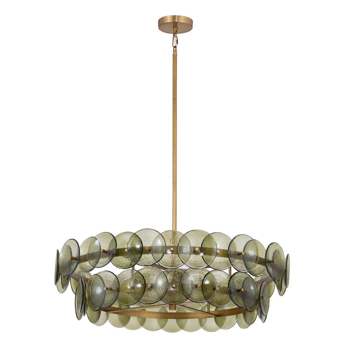 Aurora Chandelier Amber Pressed Glass Disc Round