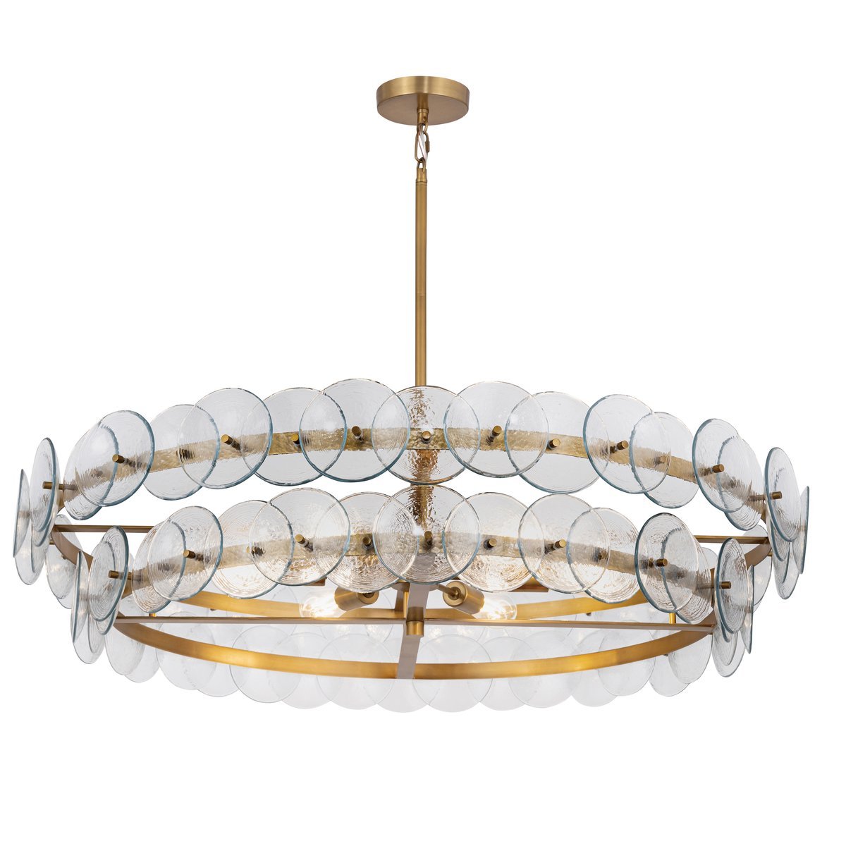 Aurora Chandelier Amber Pressed Glass Disc Round