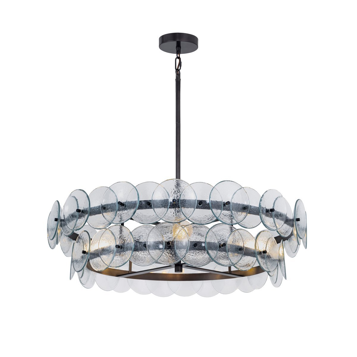 Aurora Chandelier Amber Pressed Glass Disc Round