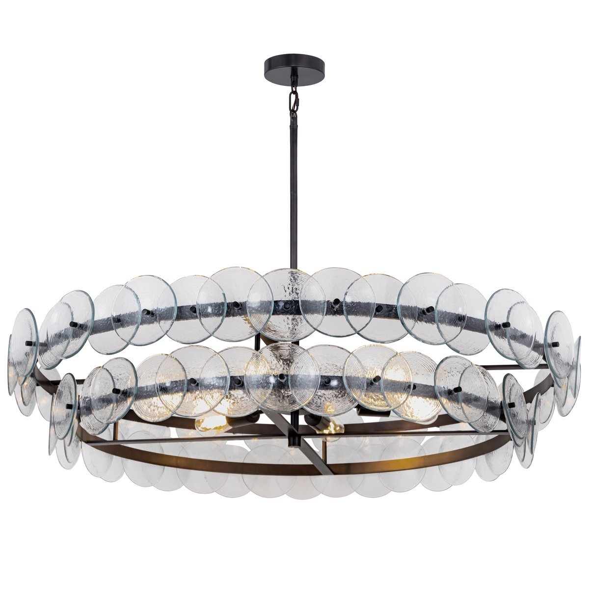 Aurora Chandelier Amber Pressed Glass Disc Round