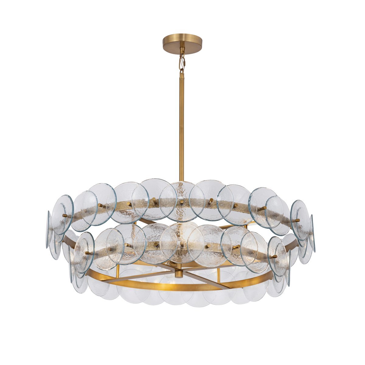 Aurora Chandelier Amber Pressed Glass Disc Round