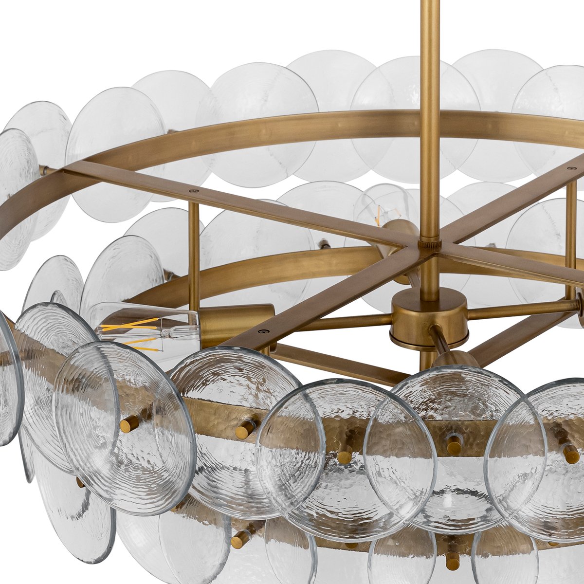 Aurora Chandelier Amber Pressed Glass Disc Round