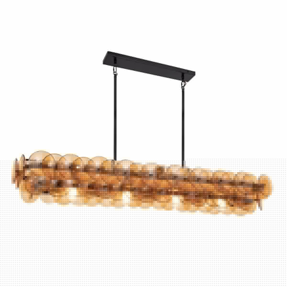 Aurora Chandelier Linear Amber Pressed Glass Disc Modern