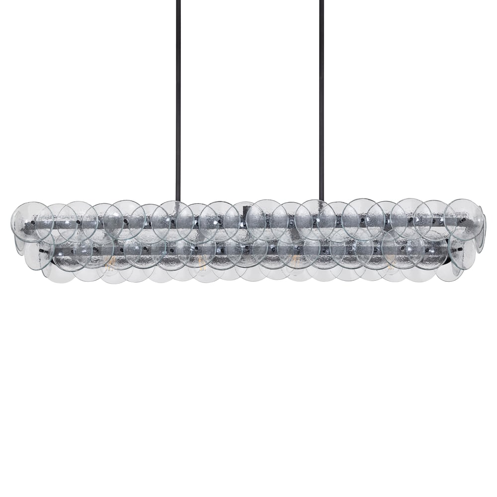 Aurora Chandelier Linear Amber Pressed Glass Disc Modern