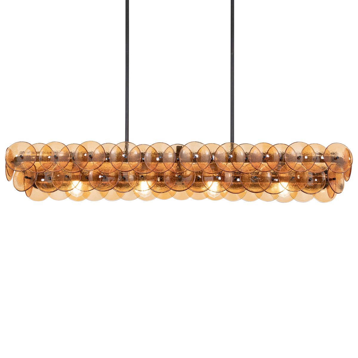 Aurora Chandelier Linear Amber Pressed Glass Disc Modern