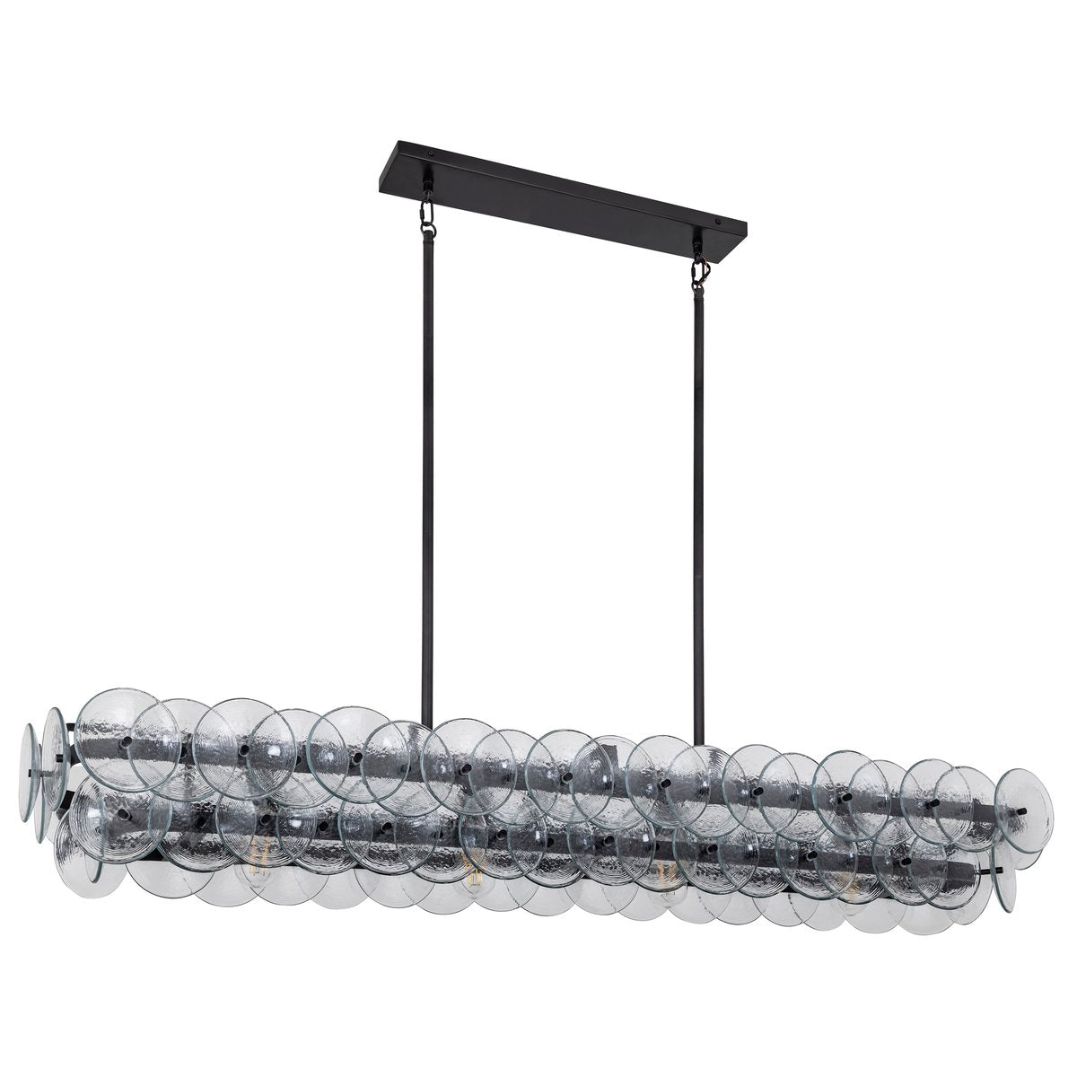 Aurora Chandelier Linear Amber Pressed Glass Disc Modern