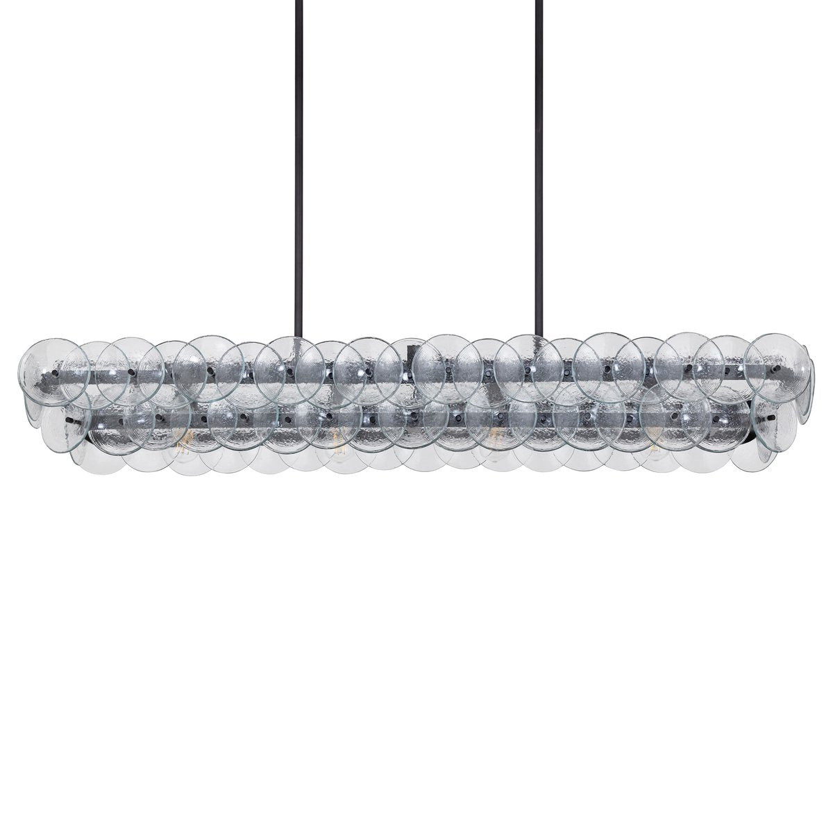 Aurora Chandelier Linear Amber Pressed Glass Disc Modern