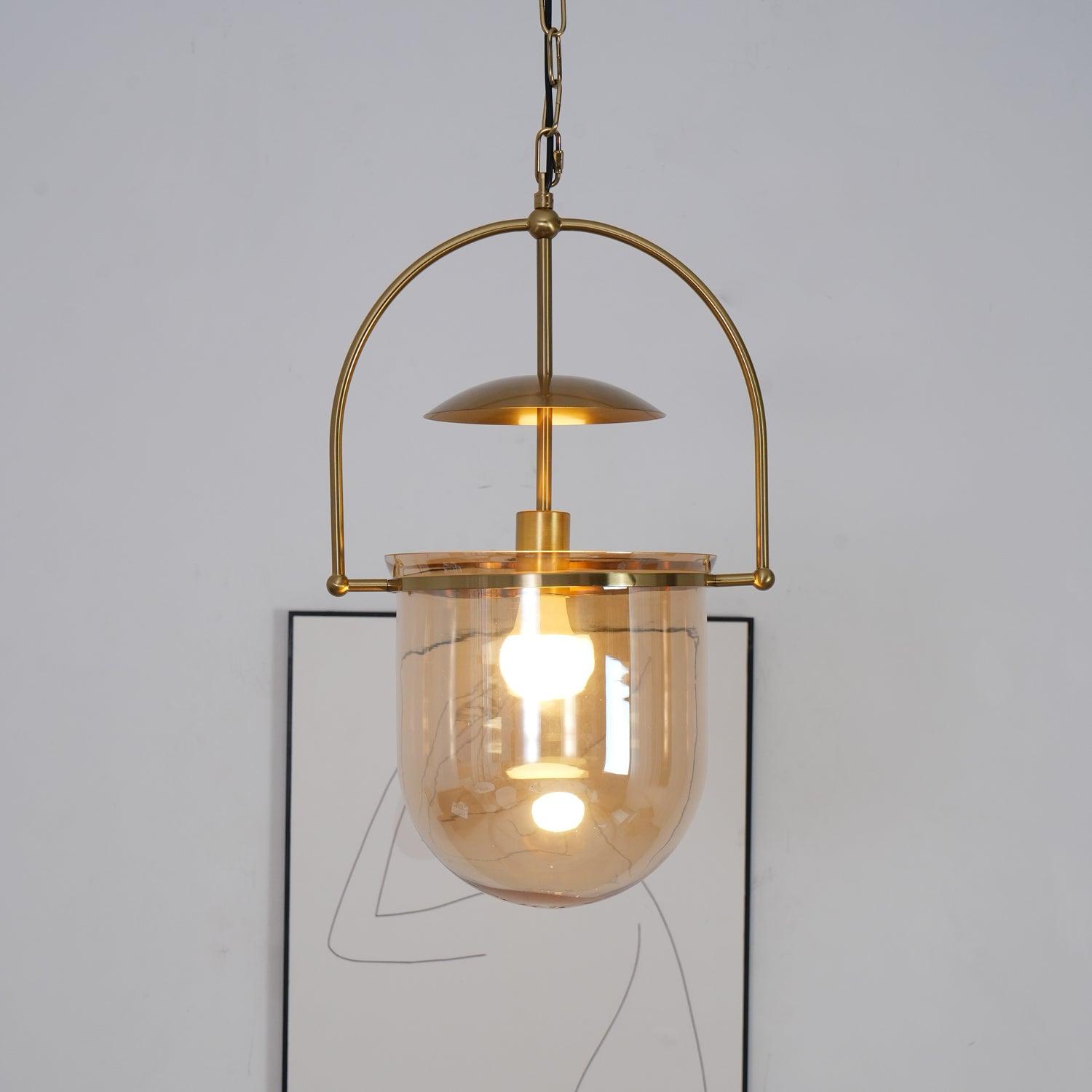 Lustra Pendant Lamp Glass Brass Vintage for Living Room - Letslighting