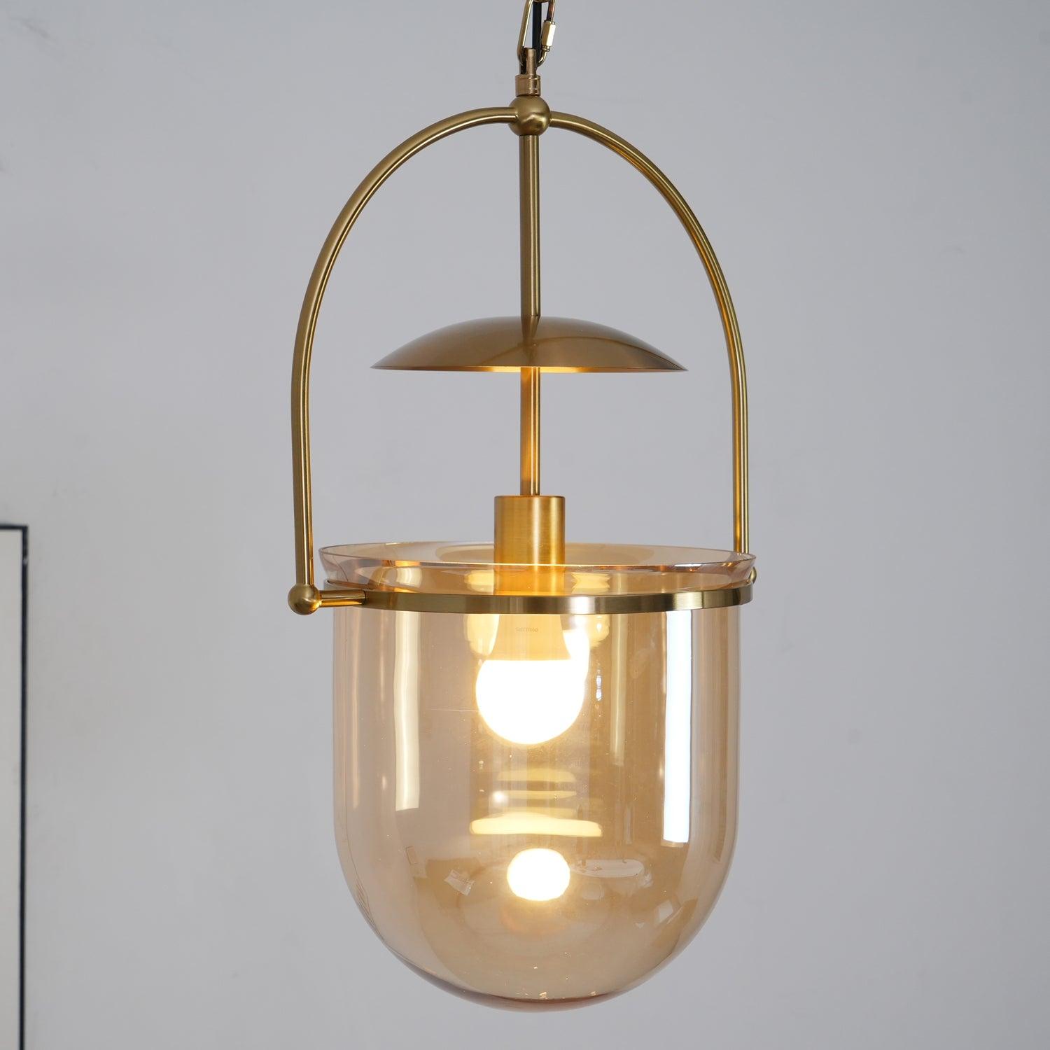 Lustra Pendant Lamp Glass Brass Vintage for Living Room - Letslighting