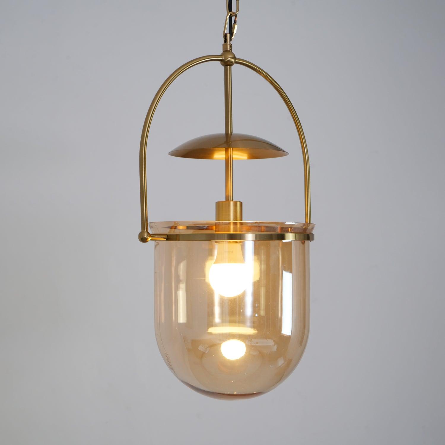 Lustra Pendant Lamp Glass Brass Vintage for Living Room - Letslighting