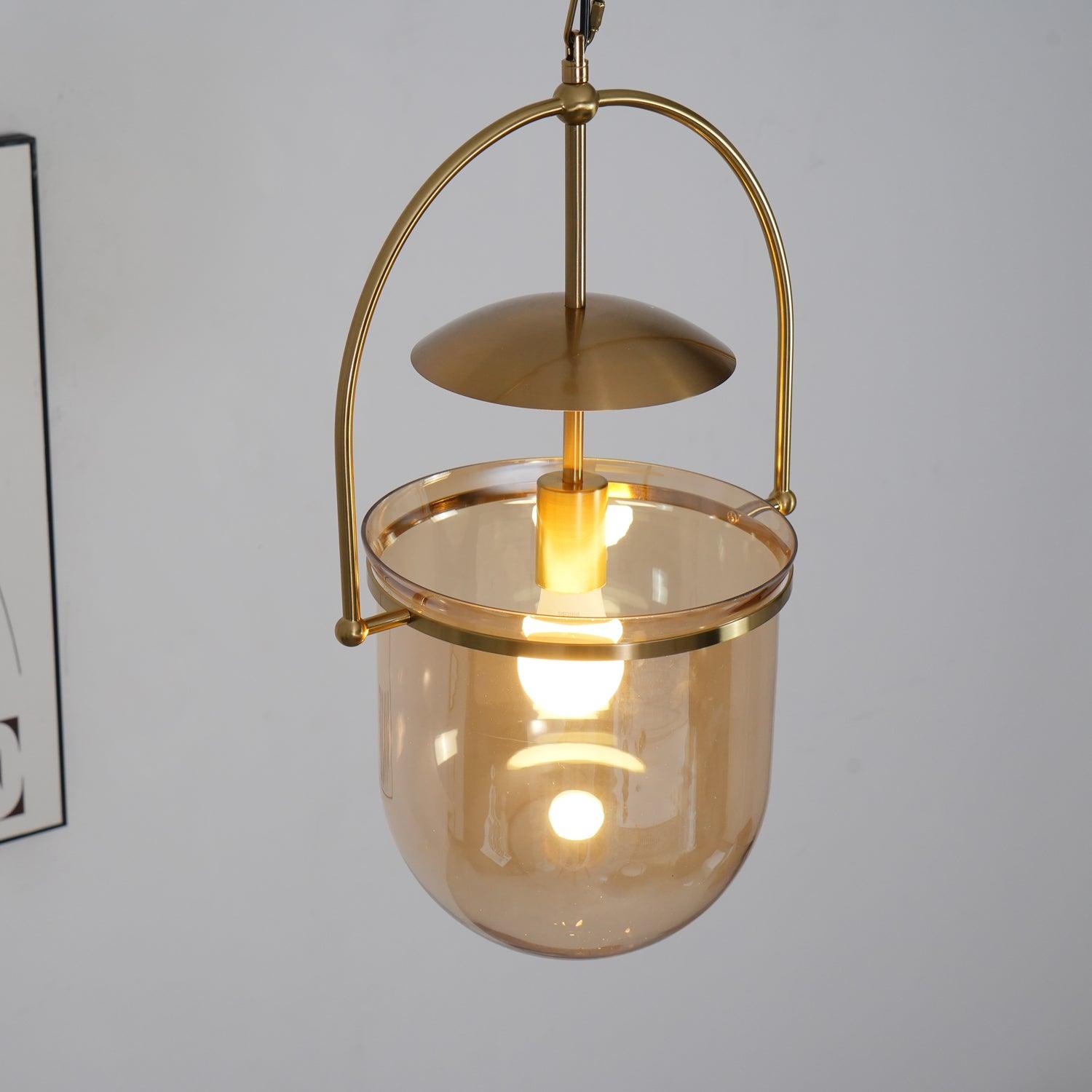 Lustra Pendant Lamp Glass Brass Vintage for Living Room - Letslighting