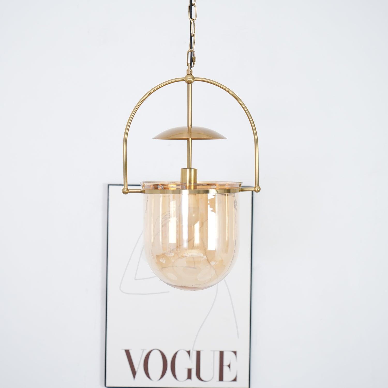 Lustra Pendant Lamp Glass Brass Vintage for Living Room - Letslighting