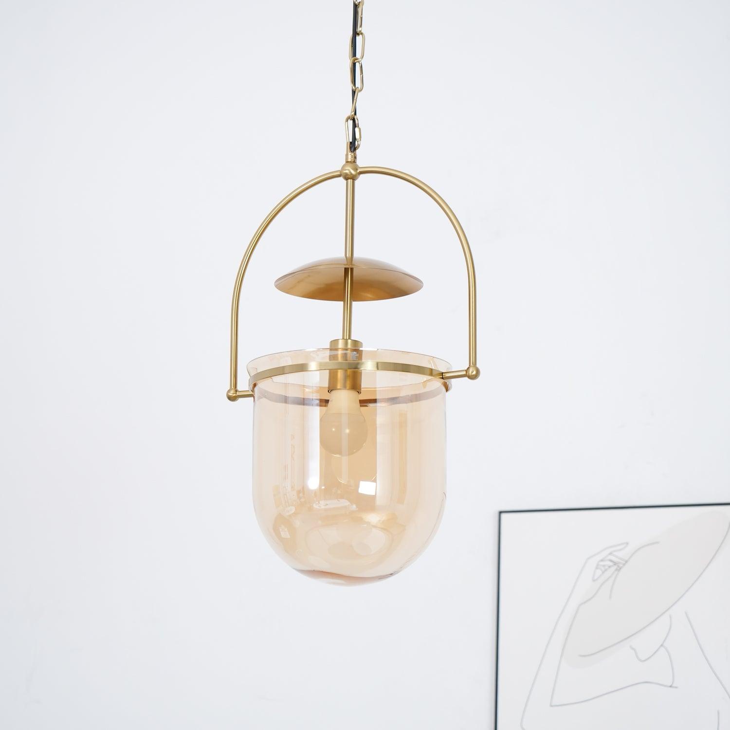 Lustra Pendant Lamp Glass Brass Vintage for Living Room - Letslighting