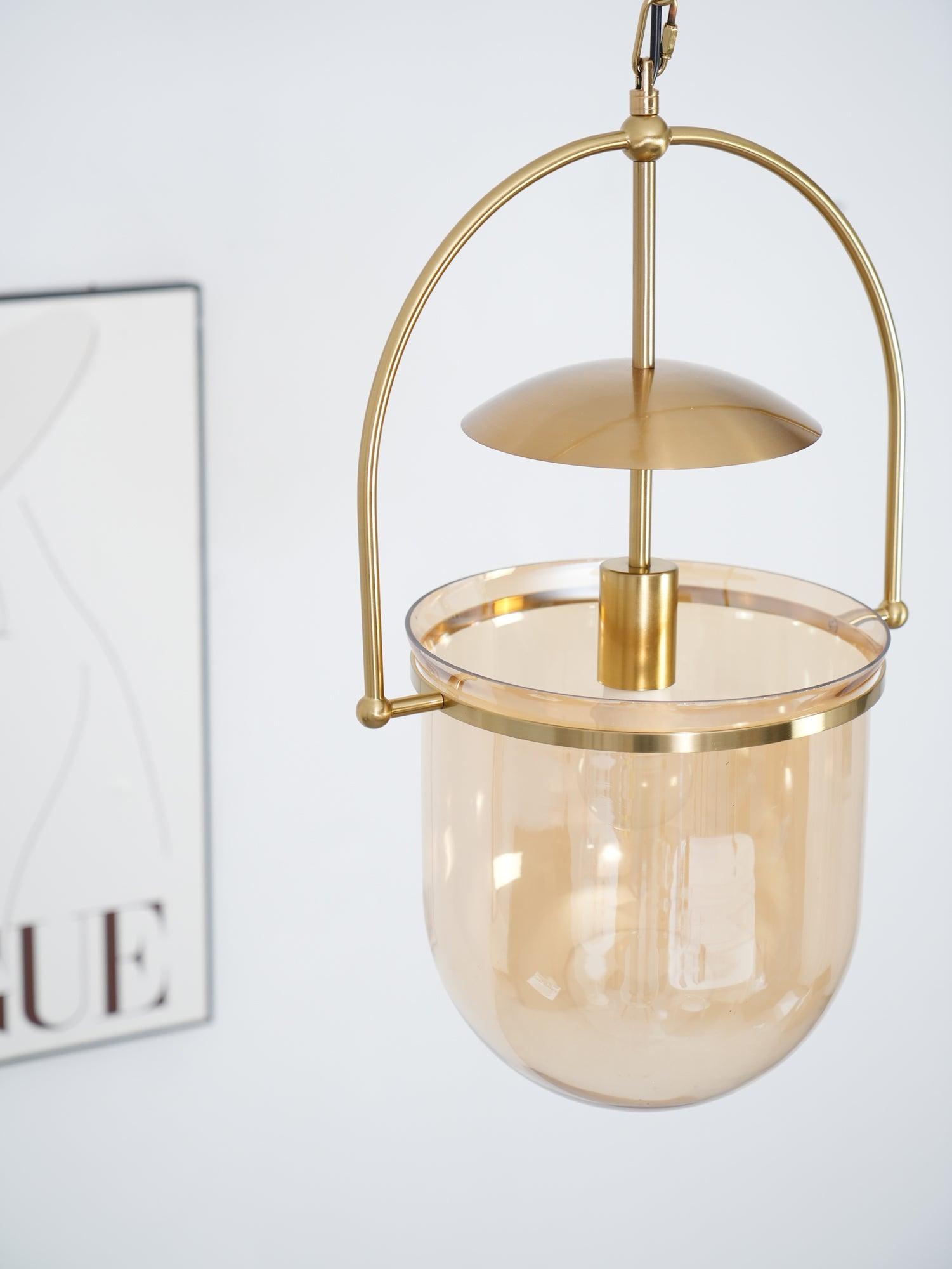 Lustra Pendant Lamp Glass Brass Vintage for Living Room - Letslighting