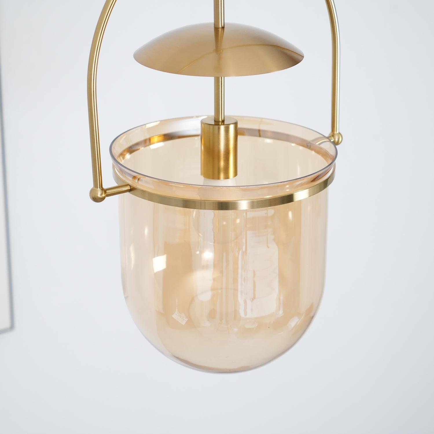 Lustra Pendant Lamp Glass Brass Vintage for Living Room - Letslighting