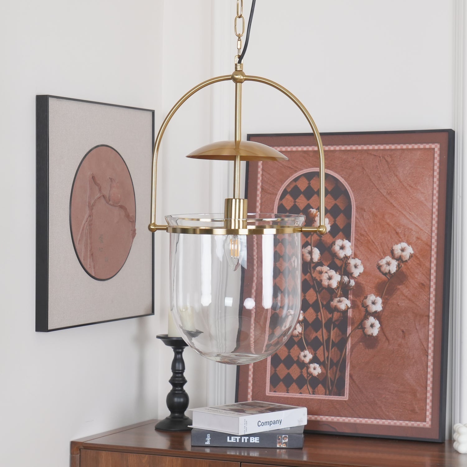 Lustra Pendant Lamp Glass Brass Vintage for Living Room - Letslighting