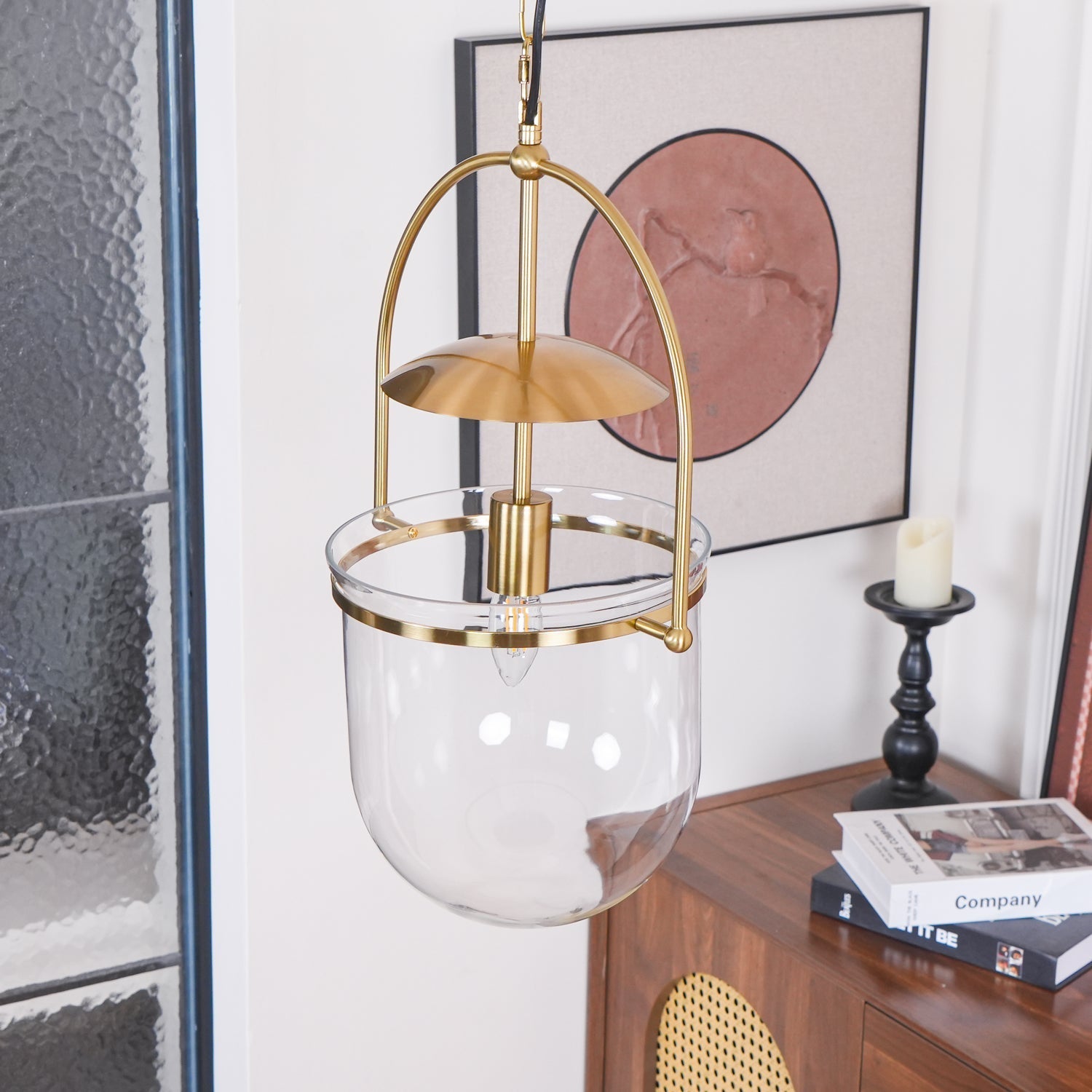 Lustra Pendant Lamp Glass Brass Vintage for Living Room - Letslighting