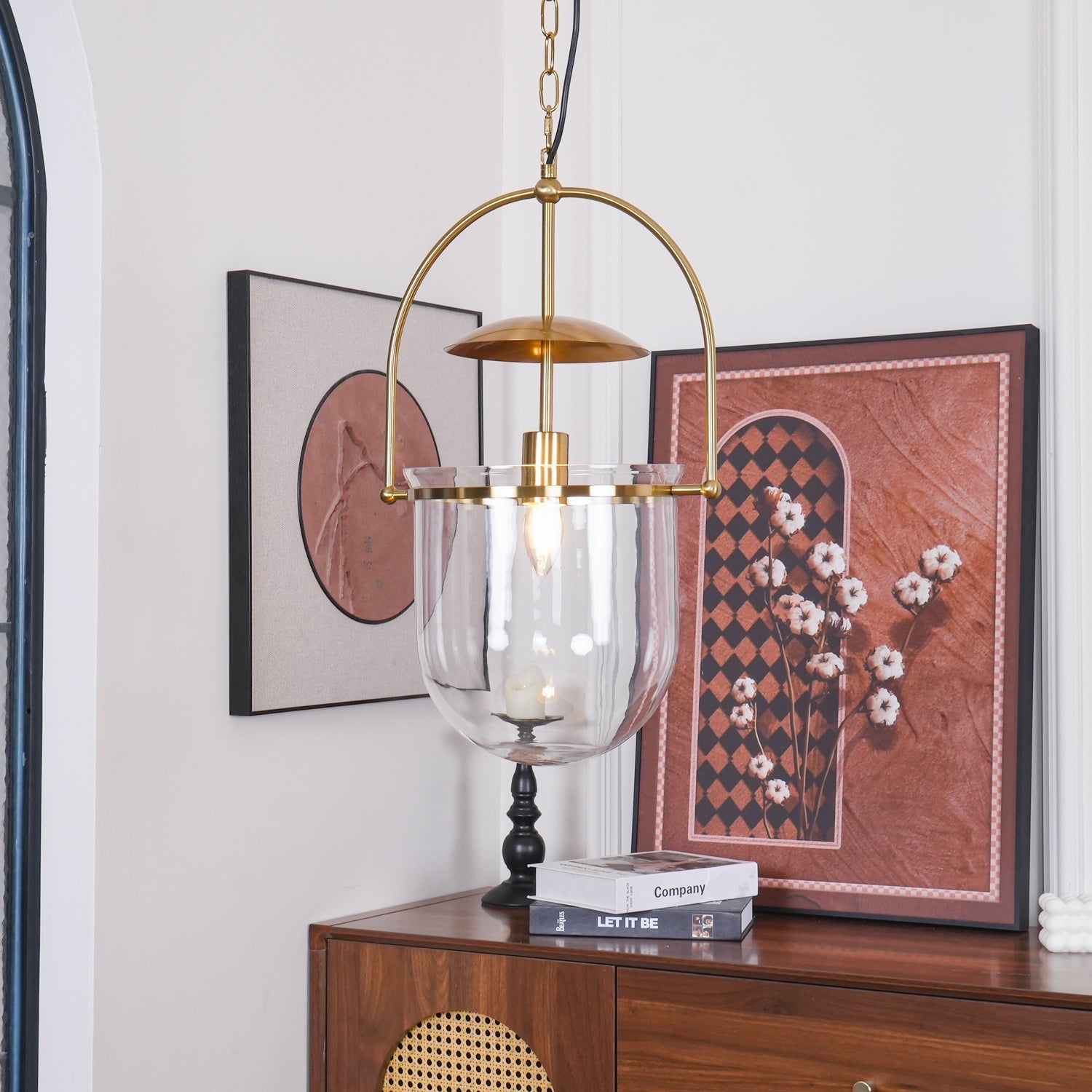 Lustra Pendant Lamp Glass Brass Vintage for Living Room - Letslighting