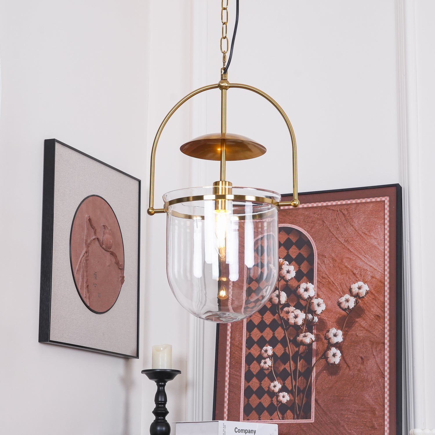 Lustra Pendant Lamp Glass Brass Vintage for Living Room - Letslighting
