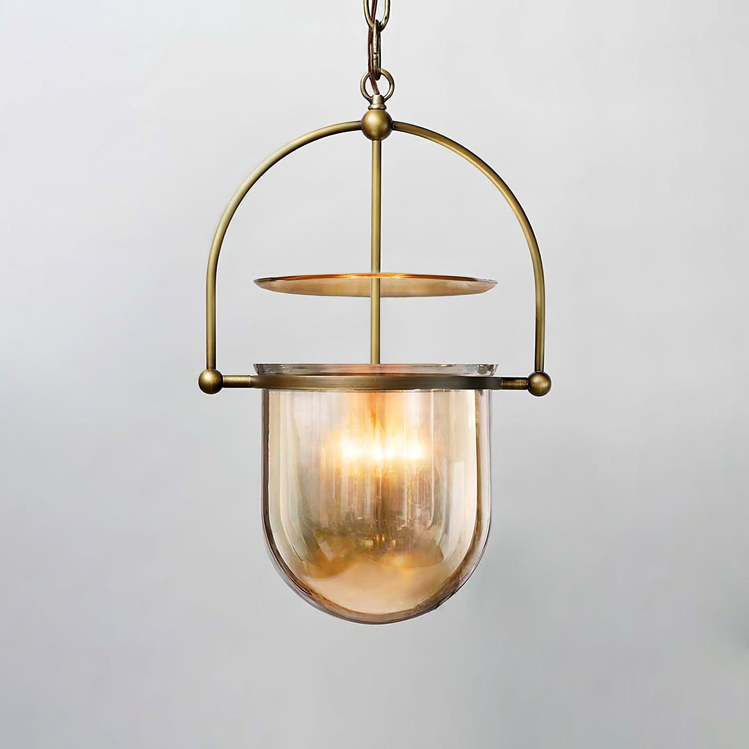 Lustra Pendant Lamp Glass Brass Vintage for Living Room - Letslighting