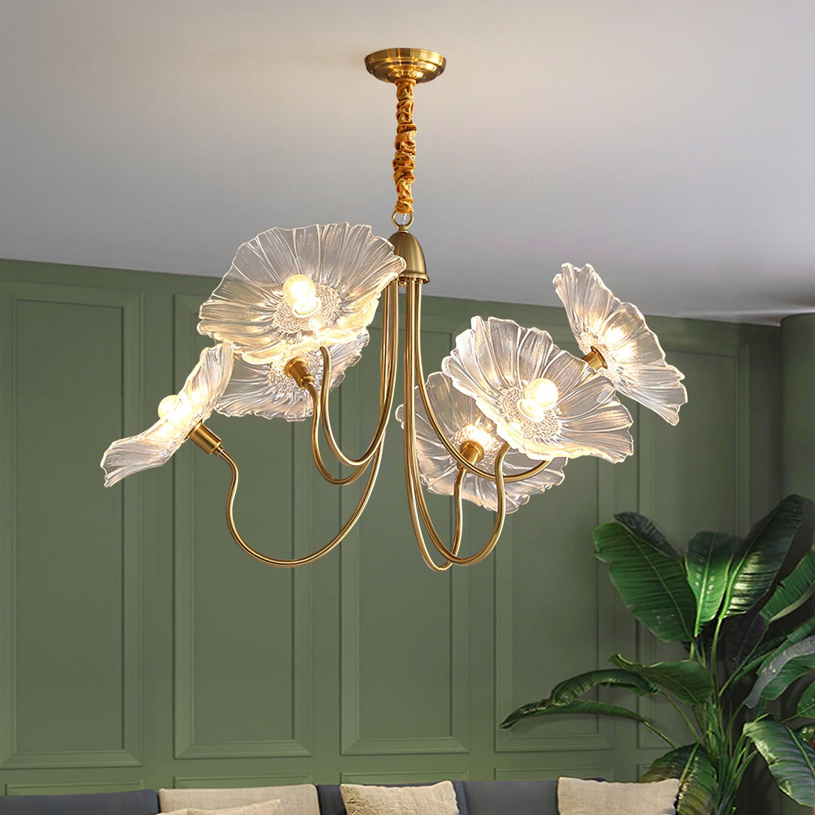 Valentina Modern Flower Art Deco Metal Glass Chandelier Bedroom - Letslighting