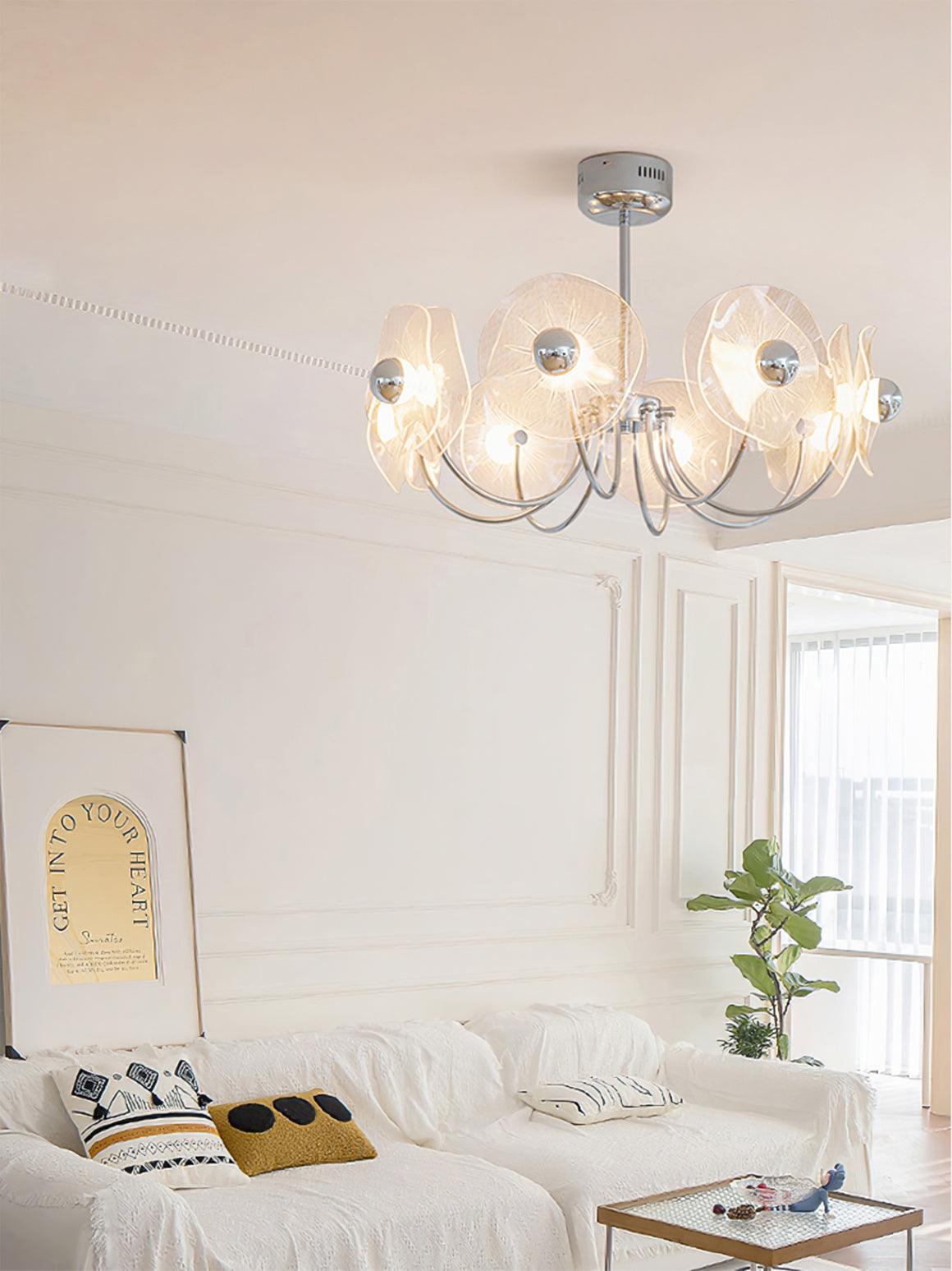 Lotus Chandelier Curved Petal Arms Modern Living Room - Letslighting
