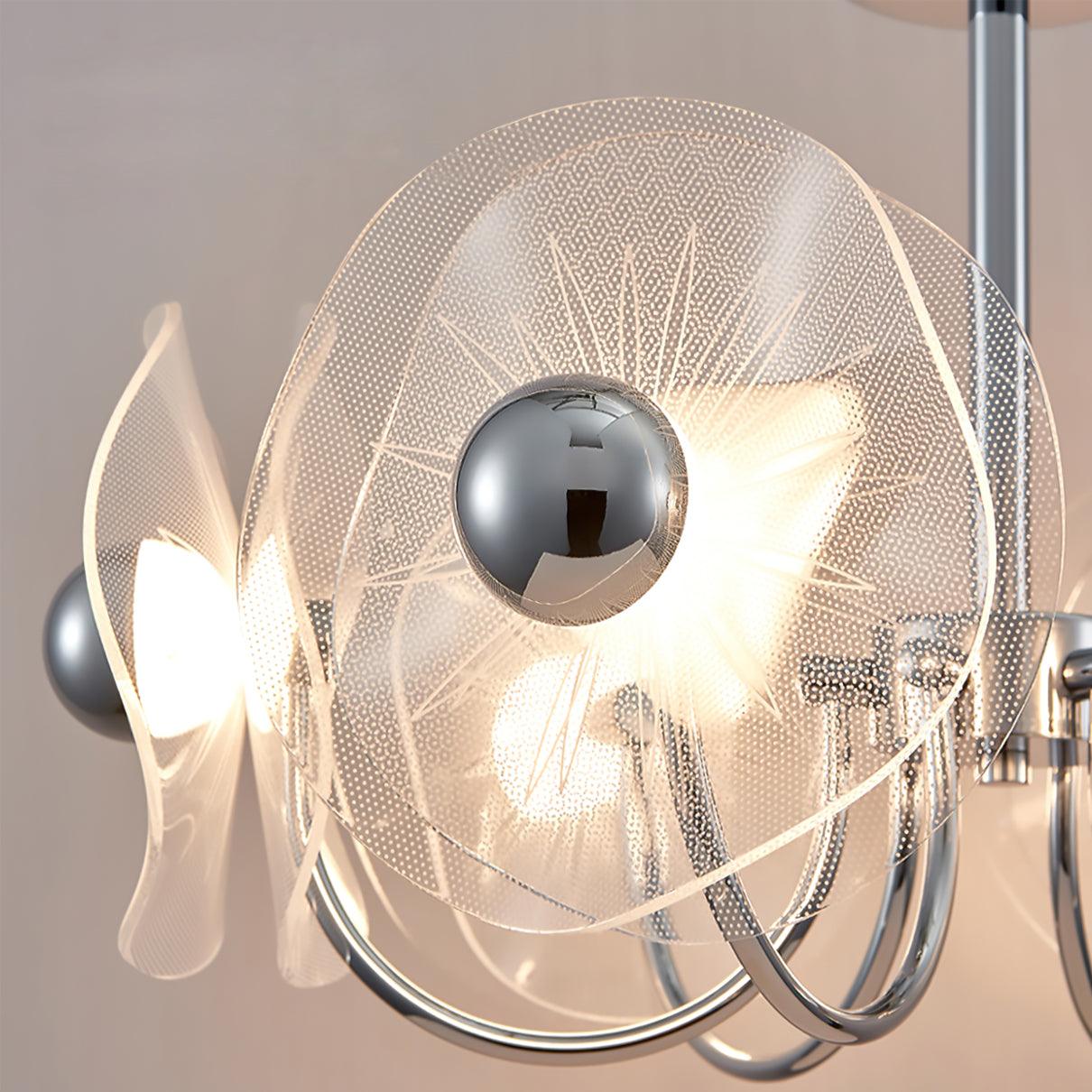 Lotus Chandelier Curved Petal Arms Modern Living Room - Letslighting