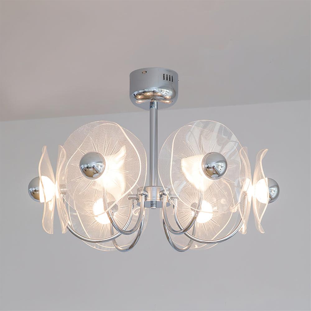 Lotus Chandelier Curved Petal Arms Modern Living Room - Letslighting