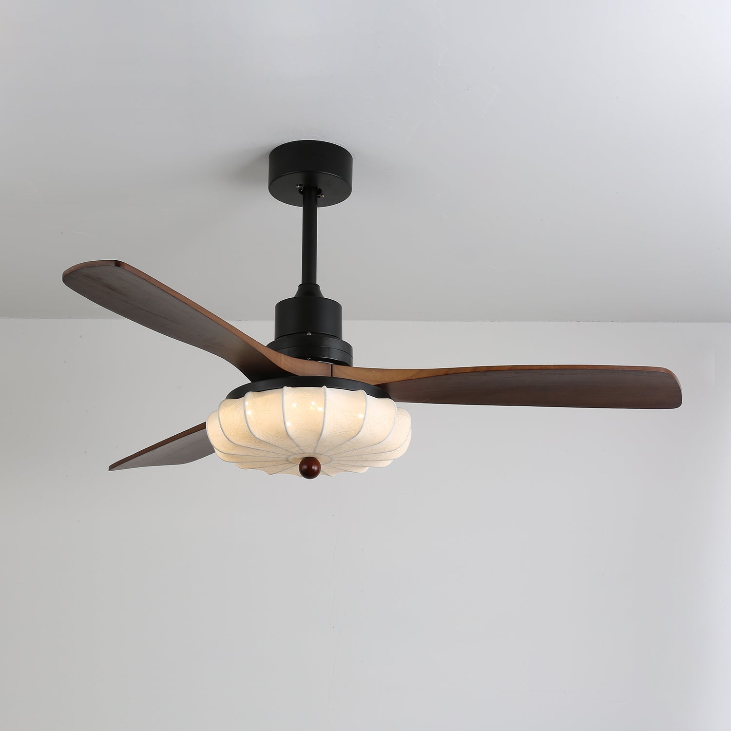 Amara Vintage Glass Wood Ceiling Fan Light - Letslighting