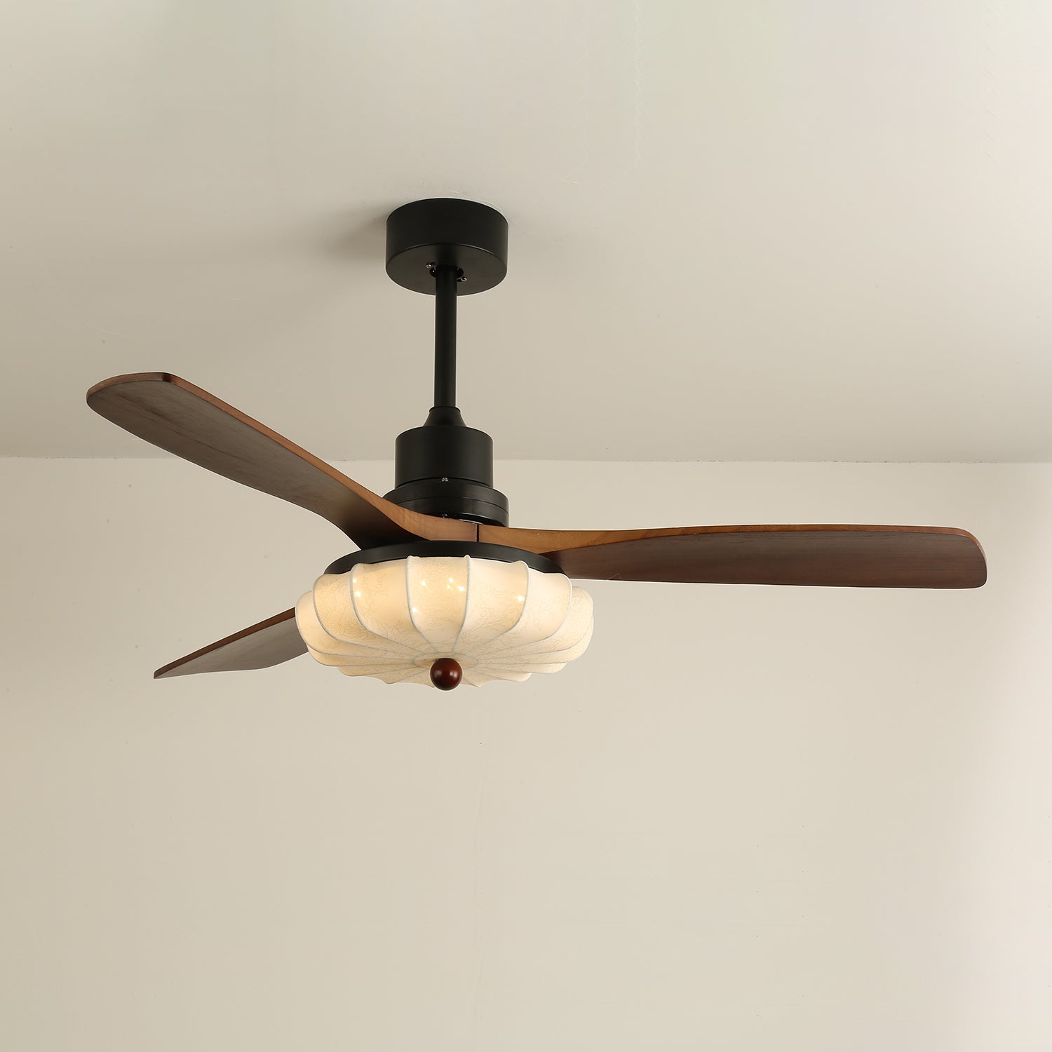 Amara Vintage Glass Wood Ceiling Fan Light - Letslighting