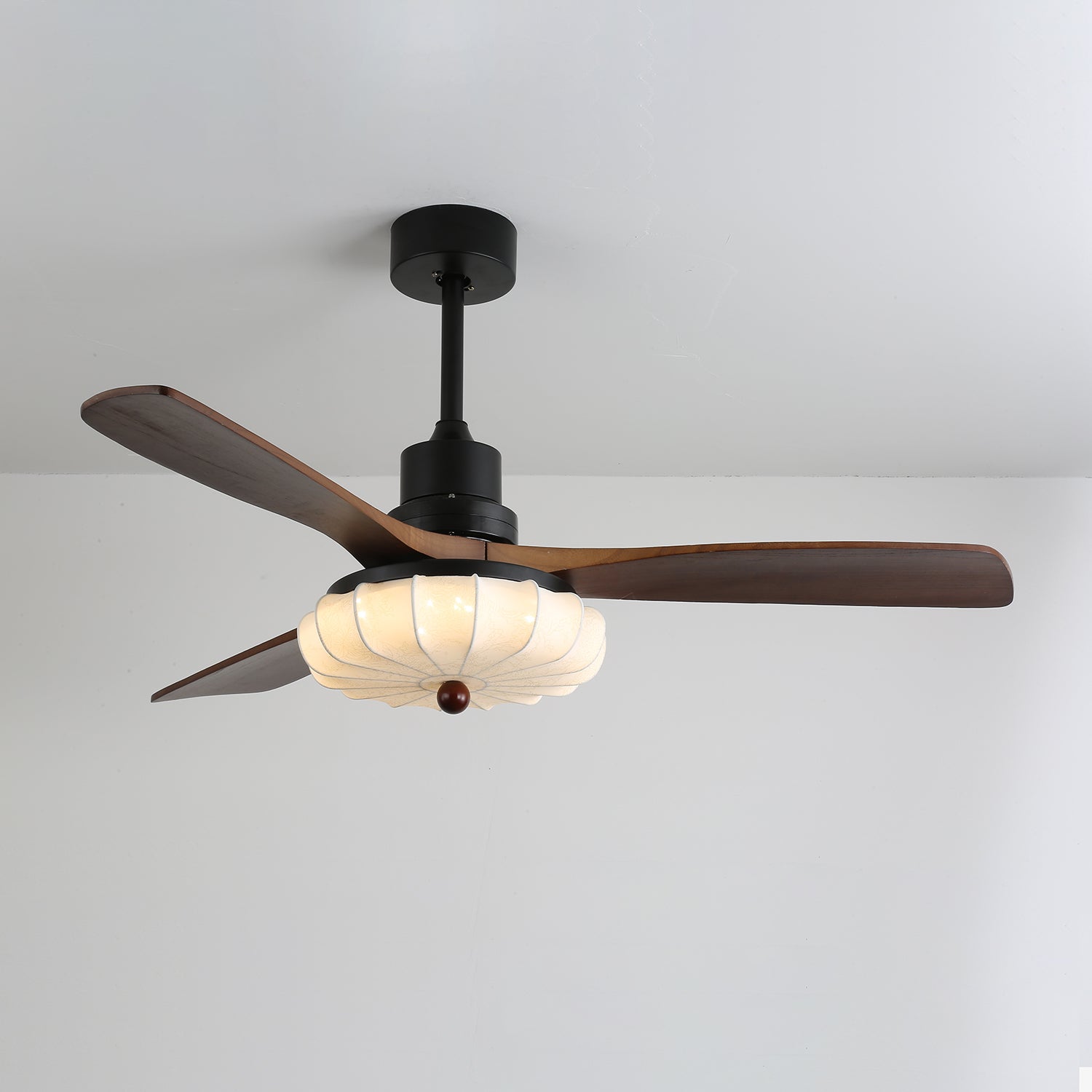 Amara Vintage Glass Wood Ceiling Fan Light - Letslighting