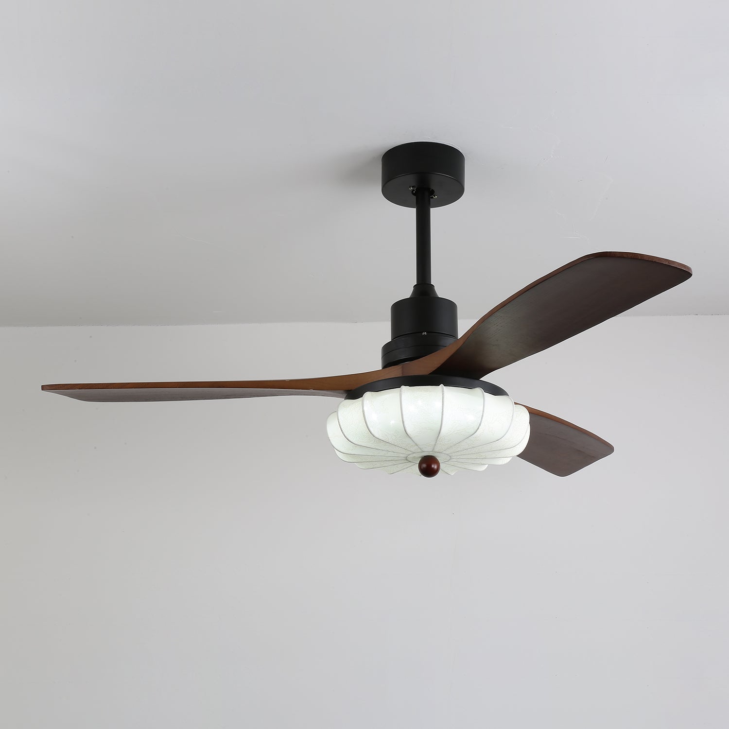 Amara Vintage Glass Wood Ceiling Fan Light - Letslighting