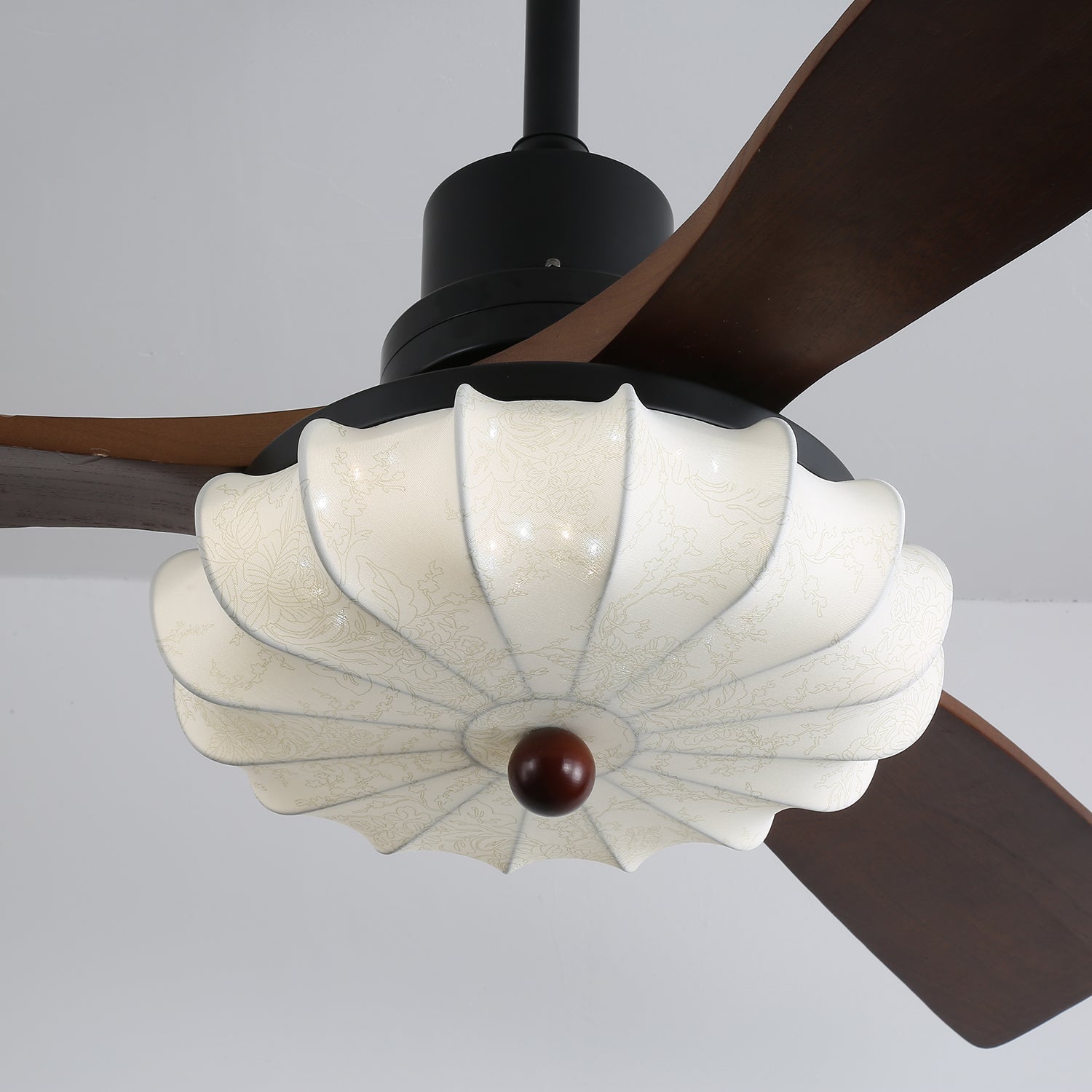 Amara Vintage Glass Wood Ceiling Fan Light - Letslighting