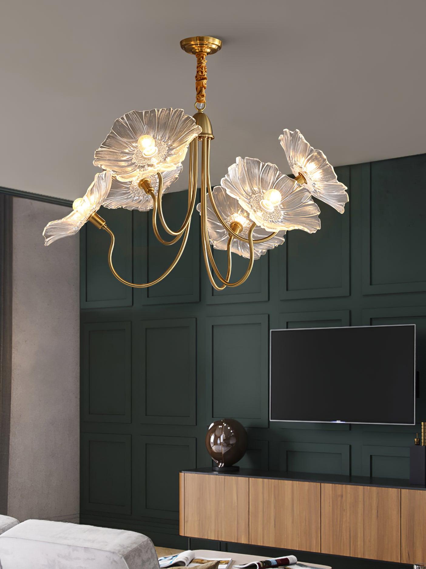 Lustra Chandelier Lotus Leaf Glass - Letslighting