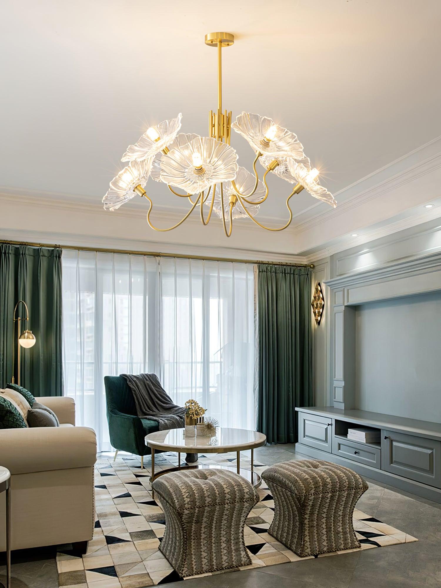 Lustra Chandelier Lotus Leaf Glass - Letslighting