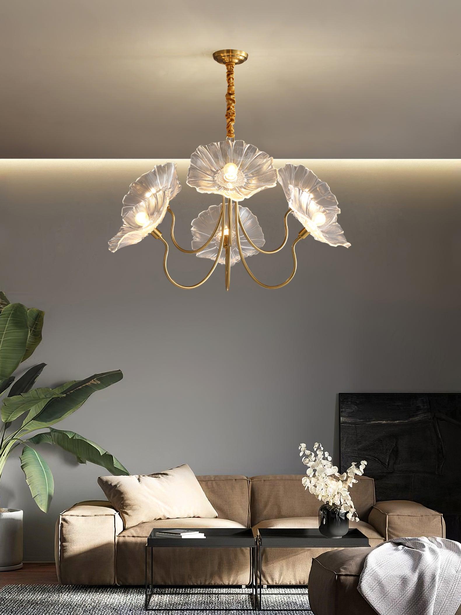 Lustra Chandelier Lotus Leaf Glass - Letslighting