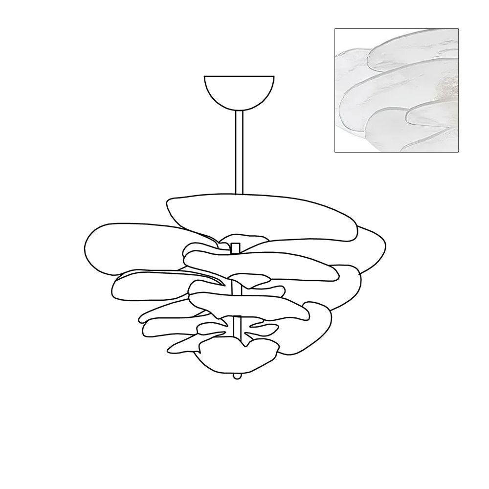 Valentina Contemporary Lotus Leaf Layered Glass Chandelier