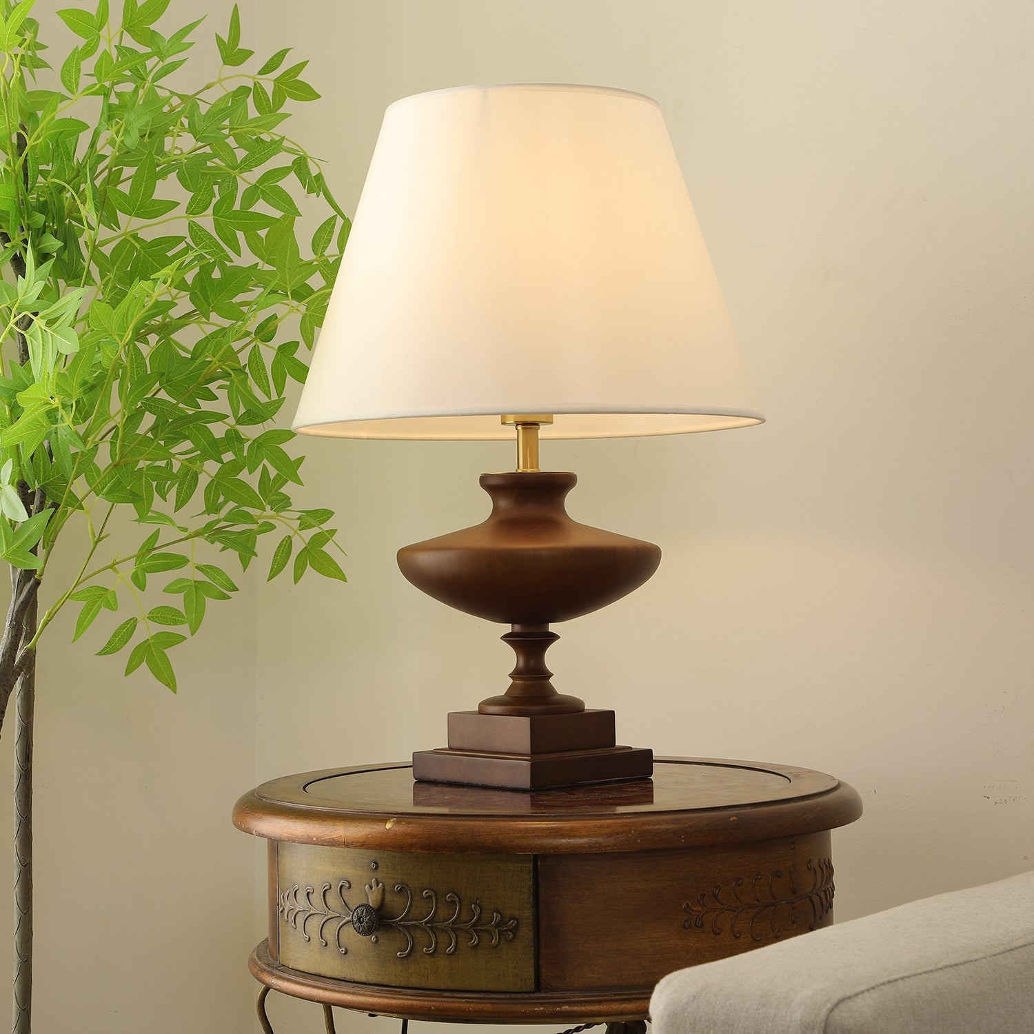 Liorat Wood & Fabric Table Lamp - Letslighting