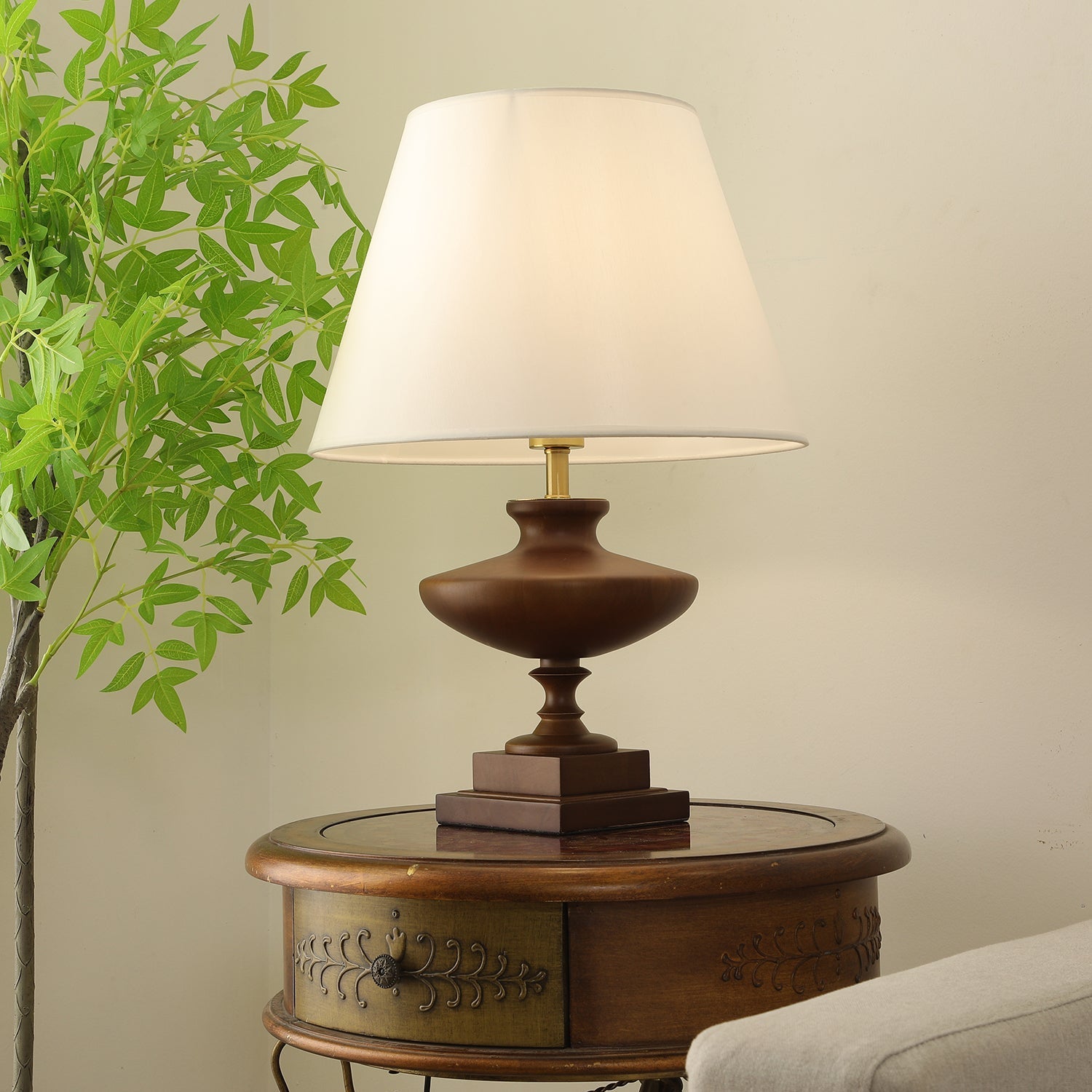 Liorat Wood & Fabric Table Lamp - Letslighting