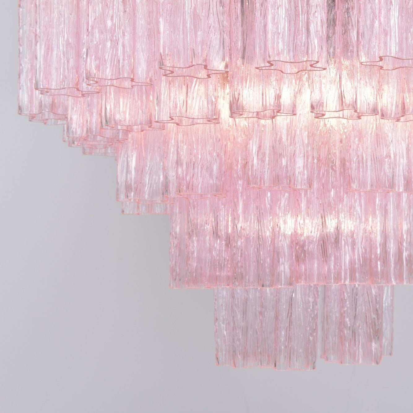 Aurora Chandelier Pink Glass Multi-Tier Romantic Glow - Letslighting
