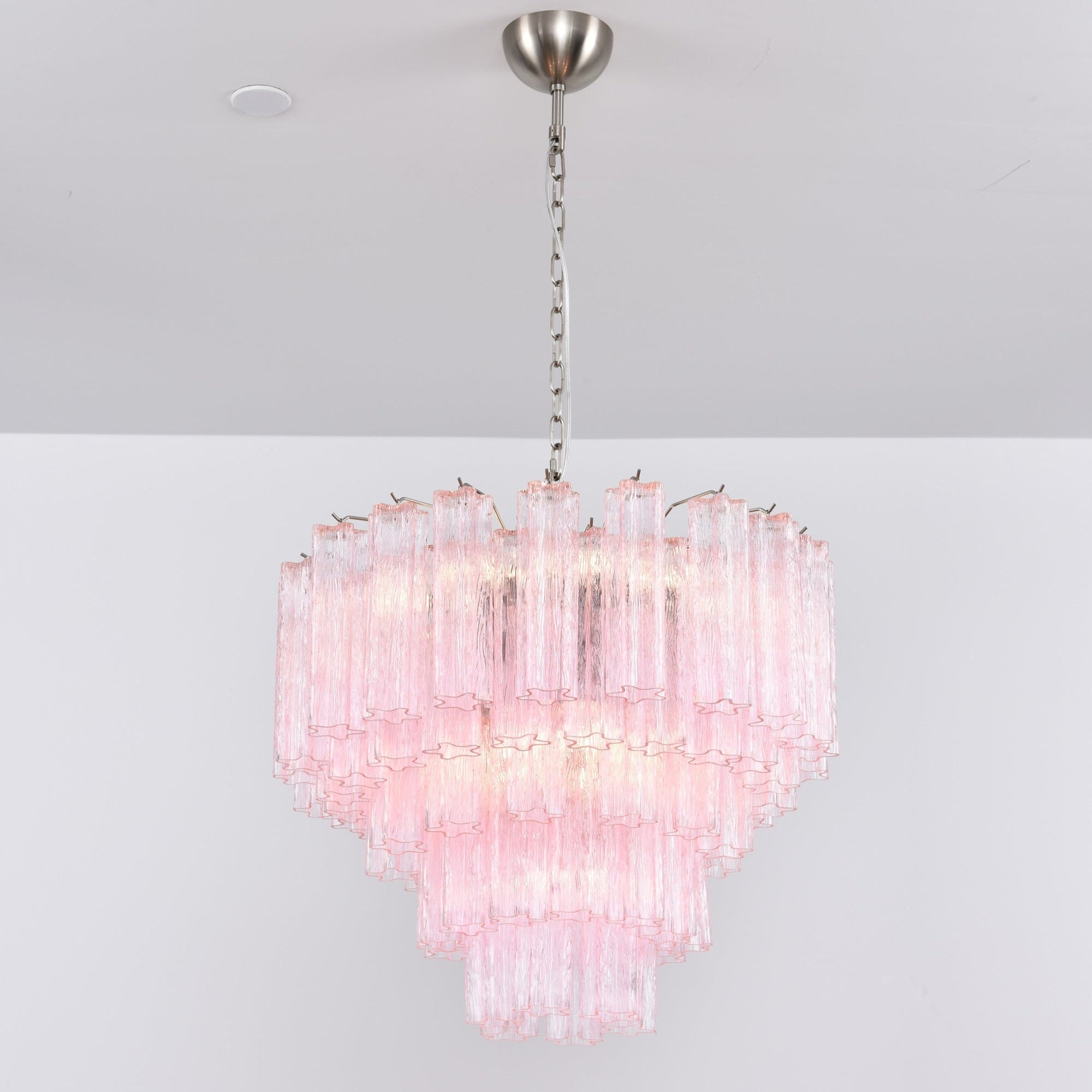 Aurora Chandelier Pink Glass Multi-Tier Romantic Glow - Letslighting