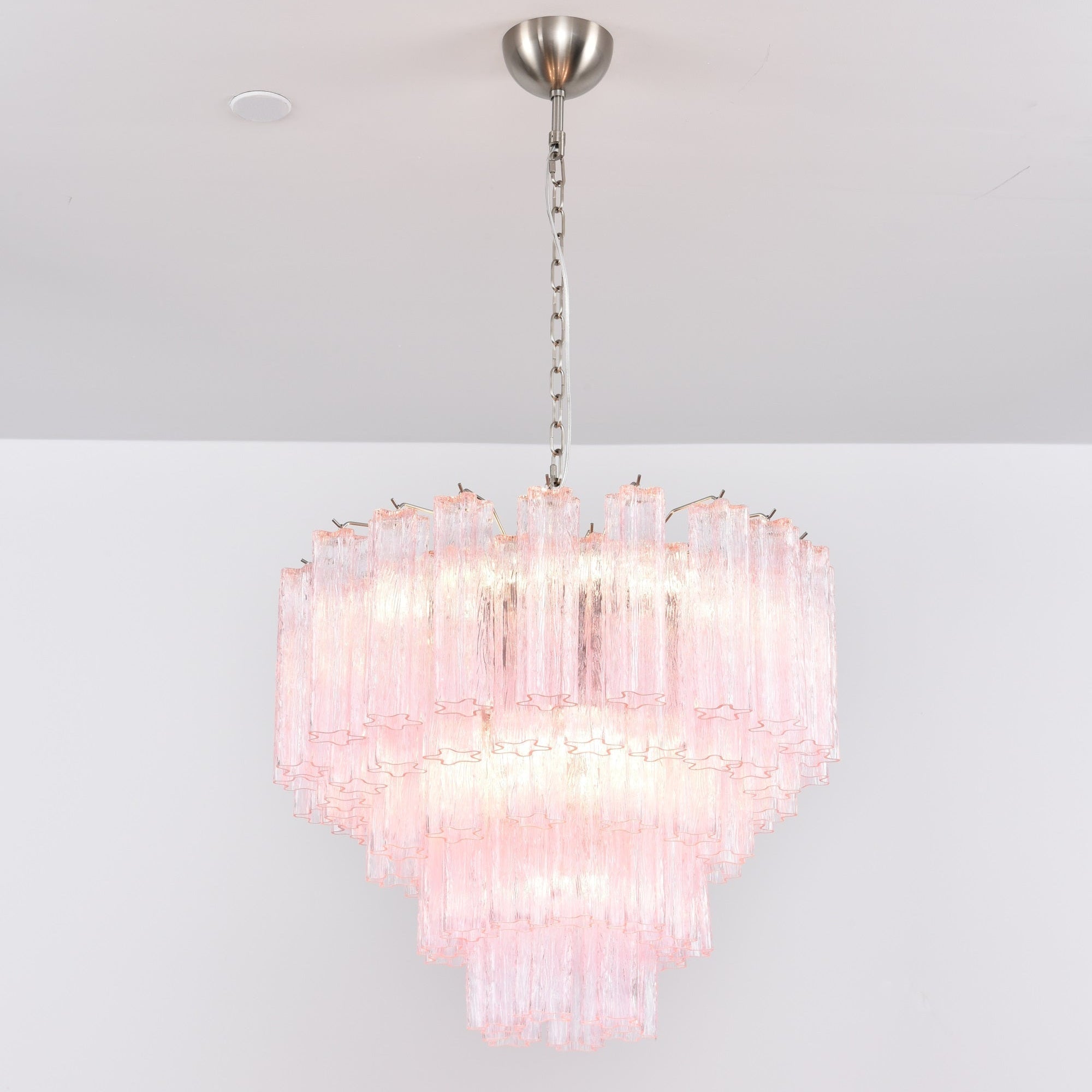 Aurora Chandelier Pink Glass Multi-Tier Romantic Glow - Letslighting