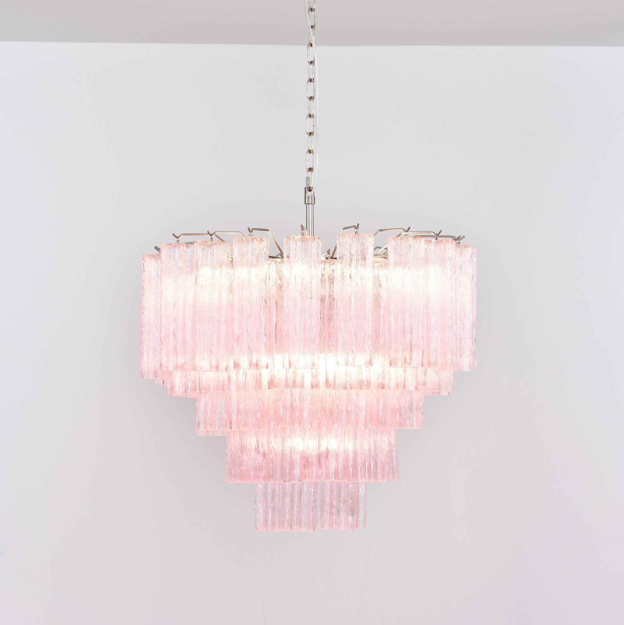 Aurora Chandelier Pink Glass Multi-Tier Romantic Glow - Letslighting